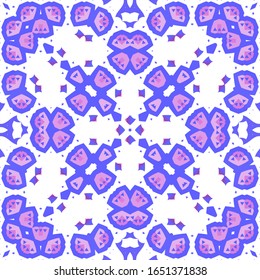 Antique portuguese azulejo ceramic. Colored design. Vector seamless pattern flyer. Blue floral and abstract decor for scrapbooking, smartphone cases, T-shirts, bags or linens.