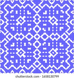 Antique portuguese azulejo ceramic. Colored design. Vector seamless pattern flyer. Blue floral and abstract decor for scrapbooking, smartphone cases, T-shirts, bags or linens.