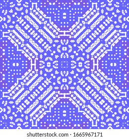 Antique portuguese azulejo ceramic. Colored design. Vector seamless pattern flyer. Blue floral and abstract decor for scrapbooking, smartphone cases, T-shirts, bags or linens.