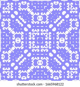 Antique portuguese azulejo ceramic. Colored design. Vector seamless pattern flyer. Blue floral and abstract decor for scrapbooking, smartphone cases, T-shirts, bags or linens.