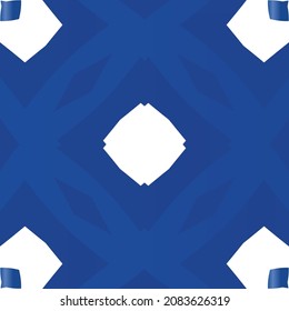 Antique portuguese azulejo ceramic. Geometric design. Vector seamless pattern concept. Blue floral and abstract decor for scrapbooking, smartphone cases, T-shirts, bags or linens.