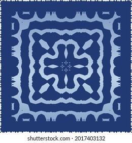 Antique portuguese azulejo ceramic. Graphic design. Vector seamless pattern texture. Blue floral and abstract decor for scrapbooking, smartphone cases, T-shirts, bags or linens.
