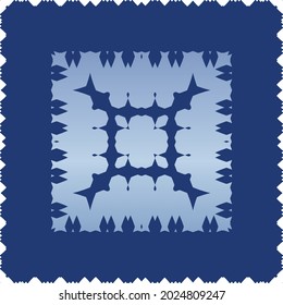 Antique portuguese azulejo ceramic. Graphic design. Vector seamless pattern texture. Blue floral and abstract decor for scrapbooking, smartphone cases, T-shirts, bags or linens.