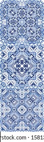 Antique portuguese azulejo ceramic. Hand drawn design. Vector seamless pattern poster. floral and abstract decor for scrapbooking, smartphone cases, T-shirts, bags or linens.