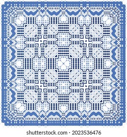 Antique portuguese azulejo ceramic. Original design. Vector seamless pattern illustration. Blue floral and abstract decor for scrapbooking, smartphone cases, T-shirts, bags or linens.