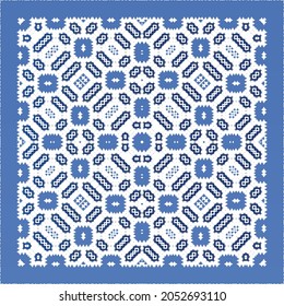 Antique portuguese azulejo ceramic. Original design. Vector seamless pattern illustration. Blue floral and abstract decor for scrapbooking, smartphone cases, T-shirts, bags or linens.