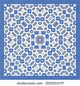 Antique portuguese azulejo ceramic. Original design. Vector seamless pattern illustration. Blue floral and abstract decor for scrapbooking, smartphone cases, T-shirts, bags or linens.