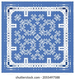 Antique portuguese azulejo ceramic. Original design. Vector seamless pattern illustration. Blue floral and abstract decor for scrapbooking, smartphone cases, T-shirts, bags or linens.