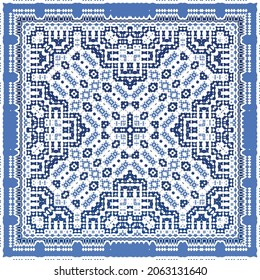 Antique portuguese azulejo ceramic. Original design. Vector seamless pattern illustration. Blue floral and abstract decor for scrapbooking, smartphone cases, T-shirts, bags or linens.