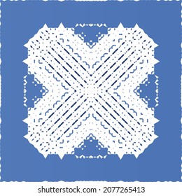 Antique portuguese azulejo ceramic. Original design. Vector seamless pattern illustration. Blue floral and abstract decor for scrapbooking, smartphone cases, T-shirts, bags or linens.