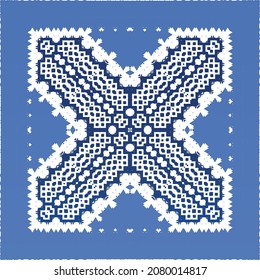 Antique portuguese azulejo ceramic. Original design. Vector seamless pattern illustration. Blue floral and abstract decor for scrapbooking, smartphone cases, T-shirts, bags or linens.