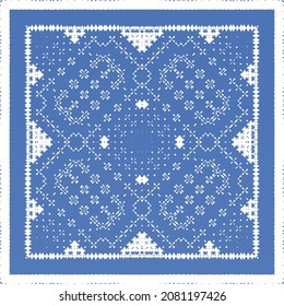 Antique portuguese azulejo ceramic. Original design. Vector seamless pattern illustration. Blue floral and abstract decor for scrapbooking, smartphone cases, T-shirts, bags or linens.