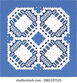 Antique portuguese azulejo ceramic. Original design. Vector seamless pattern illustration. Blue floral and abstract decor for scrapbooking, smartphone cases, T-shirts, bags or linens.