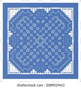 Antique portuguese azulejo ceramic. Original design. Vector seamless pattern illustration. Blue floral and abstract decor for scrapbooking, smartphone cases, T-shirts, bags or linens.