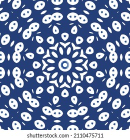 Antique portuguese azulejo ceramic. Original design. Vector pattern theme. Blue floral and abstract decor for scrapbooking, smartphone cases, T-shirts, bags or linens.
