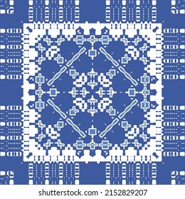 Antique portuguese azulejo ceramic. Original design. Vector seamless pattern theme. Blue floral and abstract decor for scrapbooking, smartphone cases, T-shirts, bags or linens.