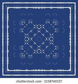 Antique portuguese azulejo ceramic. Original design. Vector seamless pattern theme. Blue floral and abstract decor for scrapbooking, smartphone cases, T-shirts, bags or linens.