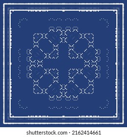 Antique portuguese azulejo ceramic. Original design. Vector seamless pattern theme. Blue floral and abstract decor for scrapbooking, smartphone cases, T-shirts, bags or linens.