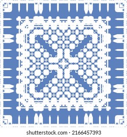 Antique portuguese azulejo ceramic. Original design. Vector seamless pattern theme. Blue floral and abstract decor for scrapbooking, smartphone cases, T-shirts, bags or linens.