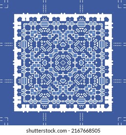 Antique portuguese azulejo ceramic. Original design. Vector seamless pattern theme. Blue floral and abstract decor for scrapbooking, smartphone cases, T-shirts, bags or linens.