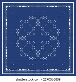 Antique portuguese azulejo ceramic. Original design. Vector seamless pattern theme. Blue floral and abstract decor for scrapbooking, smartphone cases, T-shirts, bags or linens.