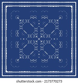 Antique portuguese azulejo ceramic. Original design. Vector seamless pattern theme. Blue floral and abstract decor for scrapbooking, smartphone cases, T-shirts, bags or linens.