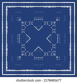 Antique portuguese azulejo ceramic. Original design. Vector seamless pattern theme. Blue floral and abstract decor for scrapbooking, smartphone cases, T-shirts, bags or linens.