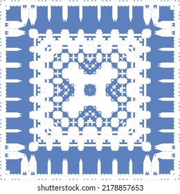 Antique portuguese azulejo ceramic. Original design. Vector seamless pattern theme. Blue floral and abstract decor for scrapbooking, smartphone cases, T-shirts, bags or linens.