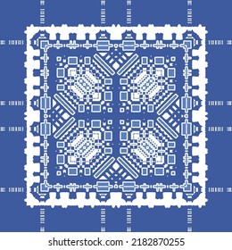 Antique portuguese azulejo ceramic. Original design. Vector seamless pattern theme. Blue floral and abstract decor for scrapbooking, smartphone cases, T-shirts, bags or linens.