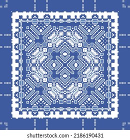 Antique portuguese azulejo ceramic. Original design. Vector seamless pattern theme. Blue floral and abstract decor for scrapbooking, smartphone cases, T-shirts, bags or linens.