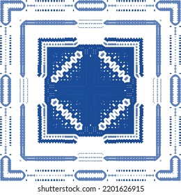 Antique portuguese azulejo ceramic. Original design. Vector seamless pattern theme. Blue floral and abstract decor for scrapbooking, smartphone cases, T-shirts, bags or linens.