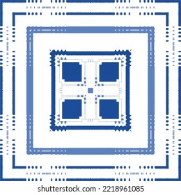 Antique portuguese azulejo ceramic. Original design. Vector seamless pattern theme. Blue floral and abstract decor for scrapbooking, smartphone cases, T-shirts, bags or linens.