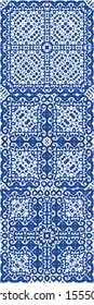 Antique portuguese azulejo ceramic. Stylish design. Collection of vector seamless patterns. Blue floral and abstract decor for scrapbooking, smartphone cases, T-shirts, bags or linens.