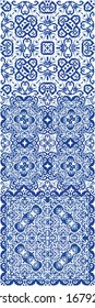 Antique portuguese azulejo ceramic. Universal design. Vector seamless pattern illustration. floral and abstract decor for scrapbooking, smartphone cases, T-shirts, bags or linens.