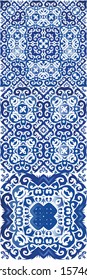Antique portuguese azulejo ceramic. Vector seamless pattern frame. Bathroom design. floral and abstract decor for scrapbooking, smartphone cases, T-shirts, bags or linens.