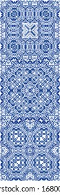 Antique portuguese azulejo ceramic. Vector seamless pattern frame. Hand drawn design. floral and abstract decor for scrapbooking, smartphone cases, T-shirts, bags or linens.