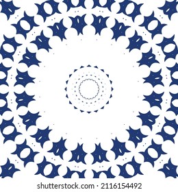 Antique portuguese azulejo ceramic. Vector seamless pattern poster. Colored design. Blue floral and abstract decor for scrapbooking, smartphone cases, T-shirts, bags or linens.