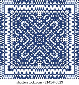 Antique portuguese azulejo ceramic. Vector seamless pattern poster. Colored design. Blue floral and abstract decor for scrapbooking, smartphone cases, T-shirts, bags or linens.