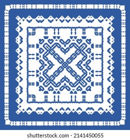 Antique portuguese azulejo ceramic. Vector seamless pattern collage. Colored design. Blue floral and abstract decor for scrapbooking, smartphone cases, T-shirts, bags or linens.