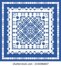 Antique portuguese azulejo ceramic. Vector seamless pattern collage. Colored design. Blue floral and abstract decor for scrapbooking, smartphone cases, T-shirts, bags or linens.