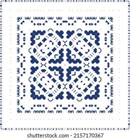 Cerámica de azulejo portugués antiguo. Collage de patrones sin fisuras del vector. Diseño de cocina. Decoración floral azul y abstracta para la reserva de recortes, estuches para smartphones, camisetas, bolsos o lino.