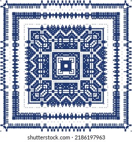 Antique portuguese azulejo ceramic. Vector seamless pattern poster. Colored design. Blue floral and abstract decor for scrapbooking, smartphone cases, T-shirts, bags or linens.