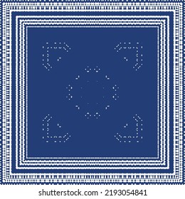 Antique portuguese azulejo ceramic. Vector seamless pattern poster. Colored design. Blue floral and abstract decor for scrapbooking, smartphone cases, T-shirts, bags or linens.