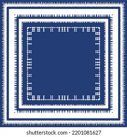 Antique portuguese azulejo ceramic. Vector seamless pattern poster. Colored design. Blue floral and abstract decor for scrapbooking, smartphone cases, T-shirts, bags or linens.