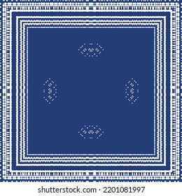 Antike portugiesische Azulejo Keramik. Vektornahtloses Musterplakat. Farbiges Design. Blauer Blumendekor und abstrakte Dekoration für Scrapbooking, Smartphone-Kisten, T-Shirts, Taschen oder Wäsche.