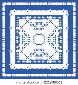 Antique portuguese azulejo ceramic. Vector seamless pattern collage. Colored design. Blue floral and abstract decor for scrapbooking, smartphone cases, T-shirts, bags or linens.