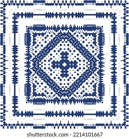 Antike portugiesische Azulejo Keramik. Vektornahtloses Musterplakat. Farbiges Design. Blauer Blumendekor und abstrakte Dekoration für Scrapbooking, Smartphone-Kisten, T-Shirts, Taschen oder Wäsche.
