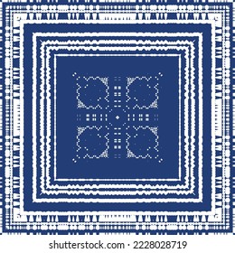 Antique portuguese azulejo ceramic. Vector seamless pattern poster. Colored design. Blue floral and abstract decor for scrapbooking, smartphone cases, T-shirts, bags or linens.