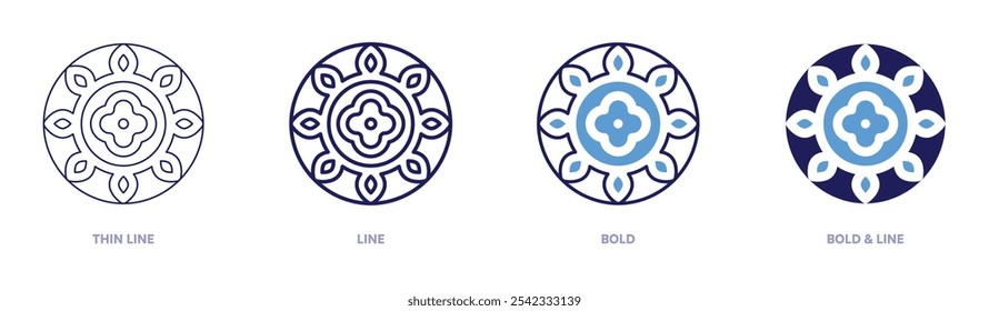 Antique pottery icon in 4 different styles. Thin Line, Line, Bold, and Bold Line. Duotone style. Editable stroke.