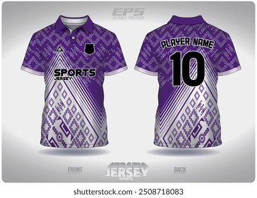 Antique purple white triangle pattern design, illustration, textile background for sports t-shirt, football jersey shirt mockup for football club. consistent front view